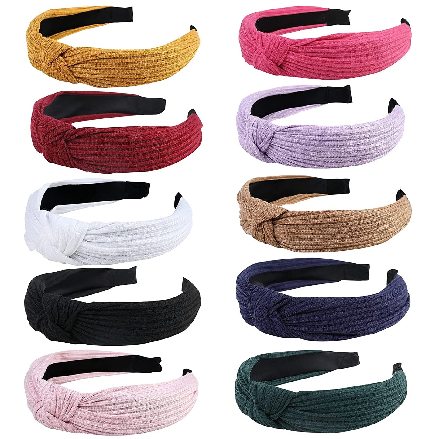 10 Pack Wide Knotted Headbands for Women and Girls,