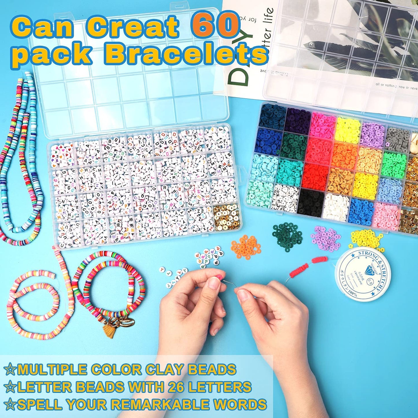 6183 Clay beads and letter for bracelet making, (Color: 01)