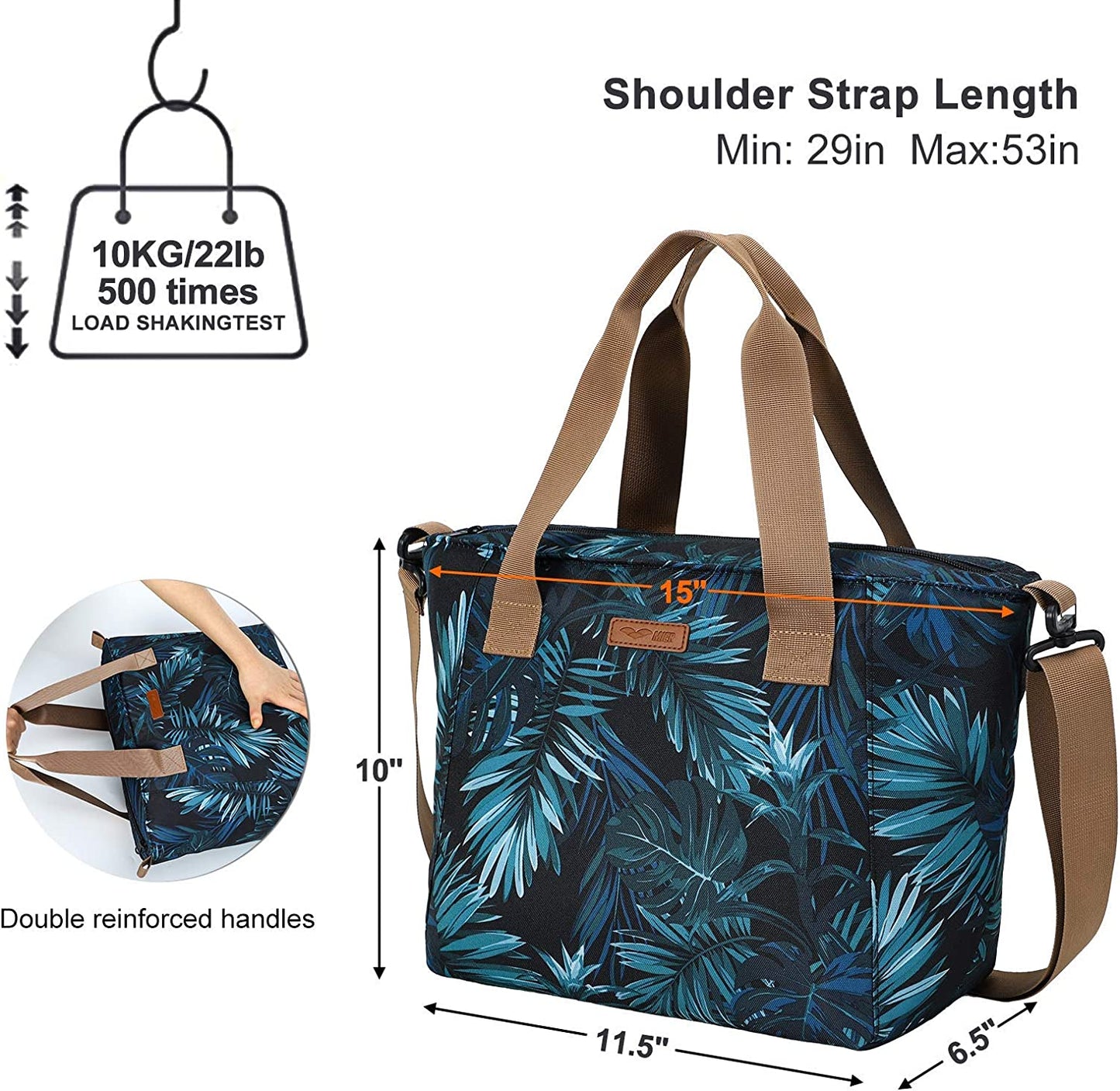 Leakproof Multifunctional Insulated Bag - Color: Palm Leaves