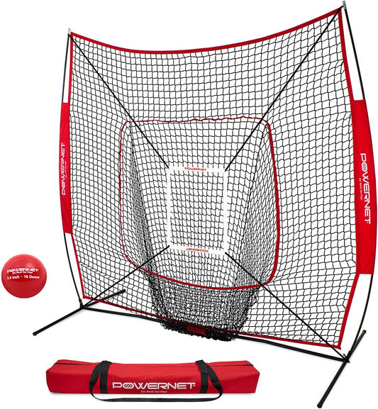 Baseball and Softball Hitting Net, 7x7 FT, Red