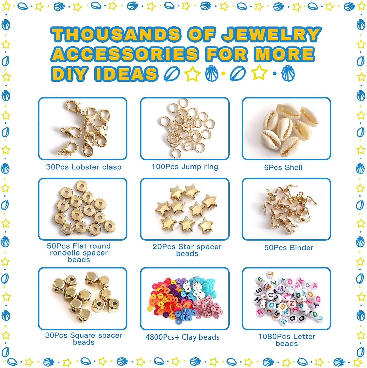 6183 Clay beads and letter for bracelet making, (Color: 01)