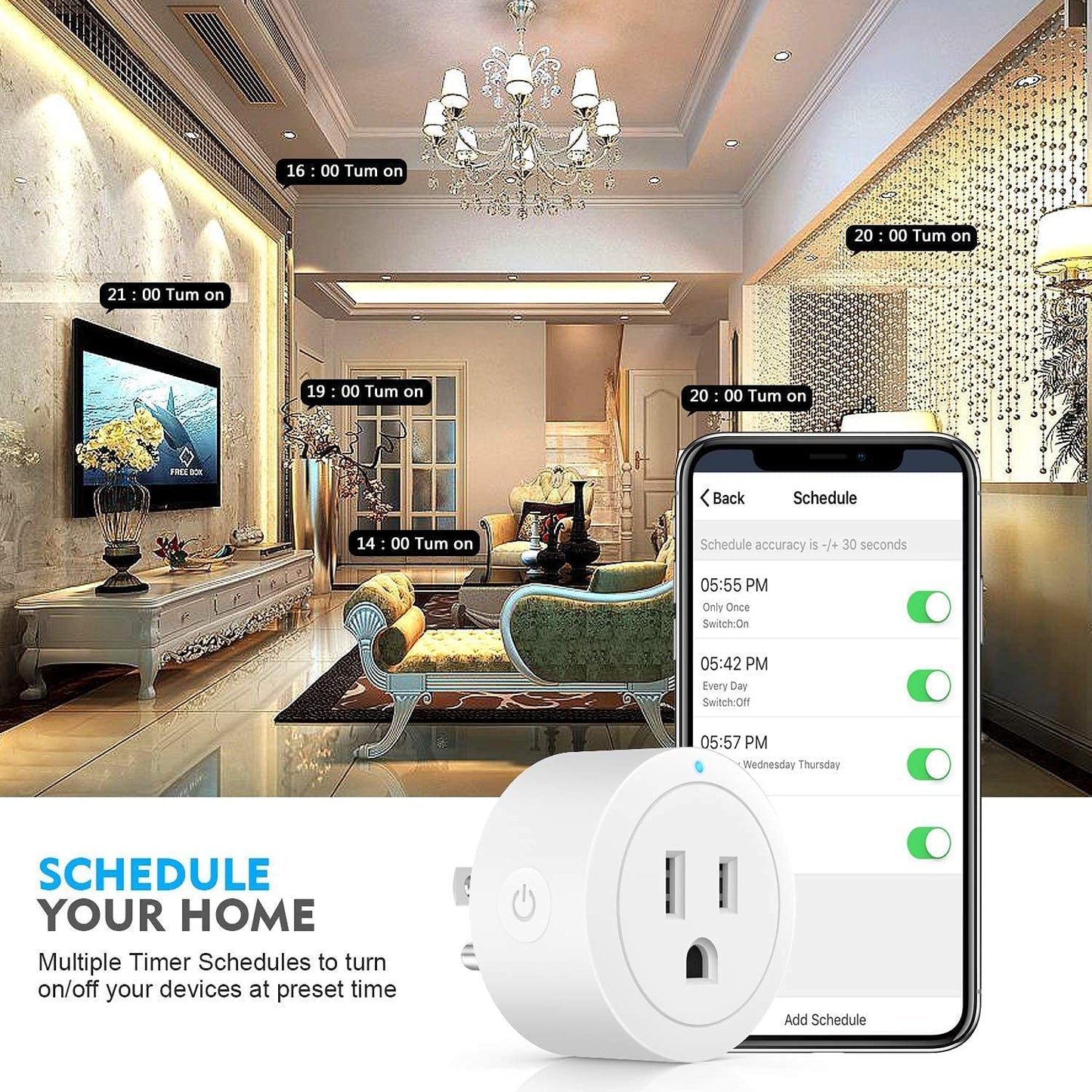 Smart Plug - Plug compatible with Alexa, 2.4G (PACK of 4)