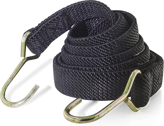 Elastic Straps with Heavy Duty Hooks, 60 Inch x 1, (Color: Black)