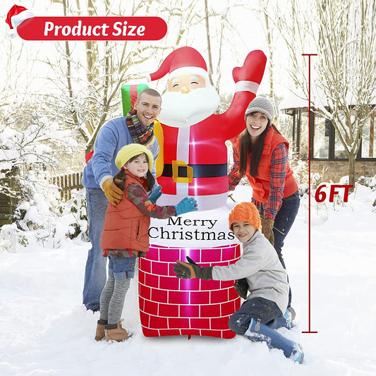 6ft Christmas Inflatable Santa Claus in Chimney