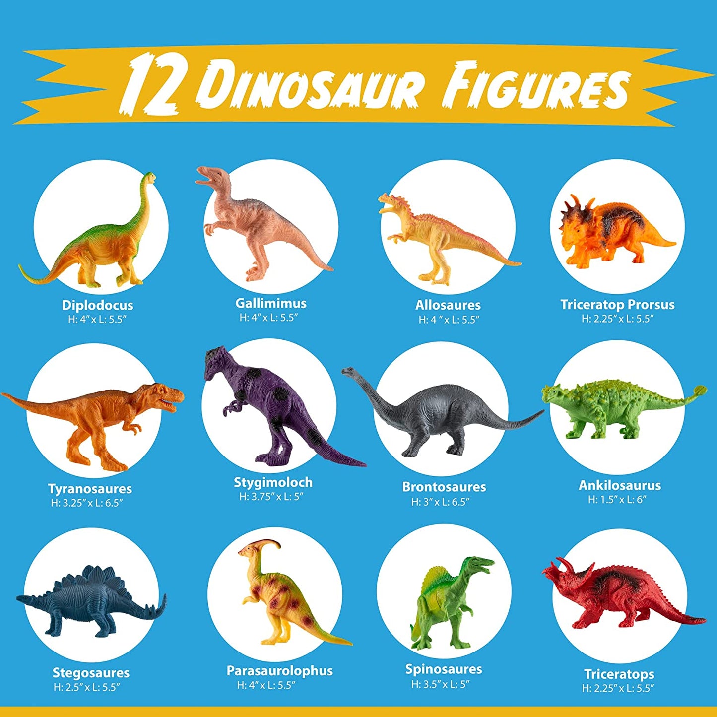 Dinosaur Toys for Boys - 12 Figures, 7"