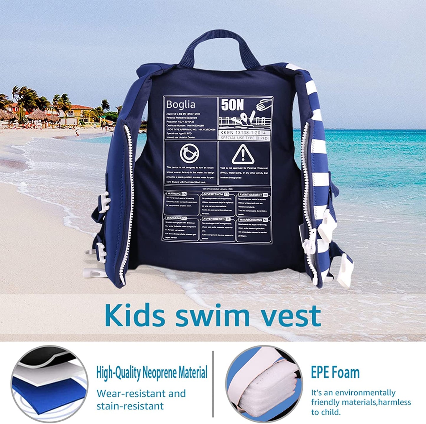 Floating vest to help children learn to swim, Colour: Navy