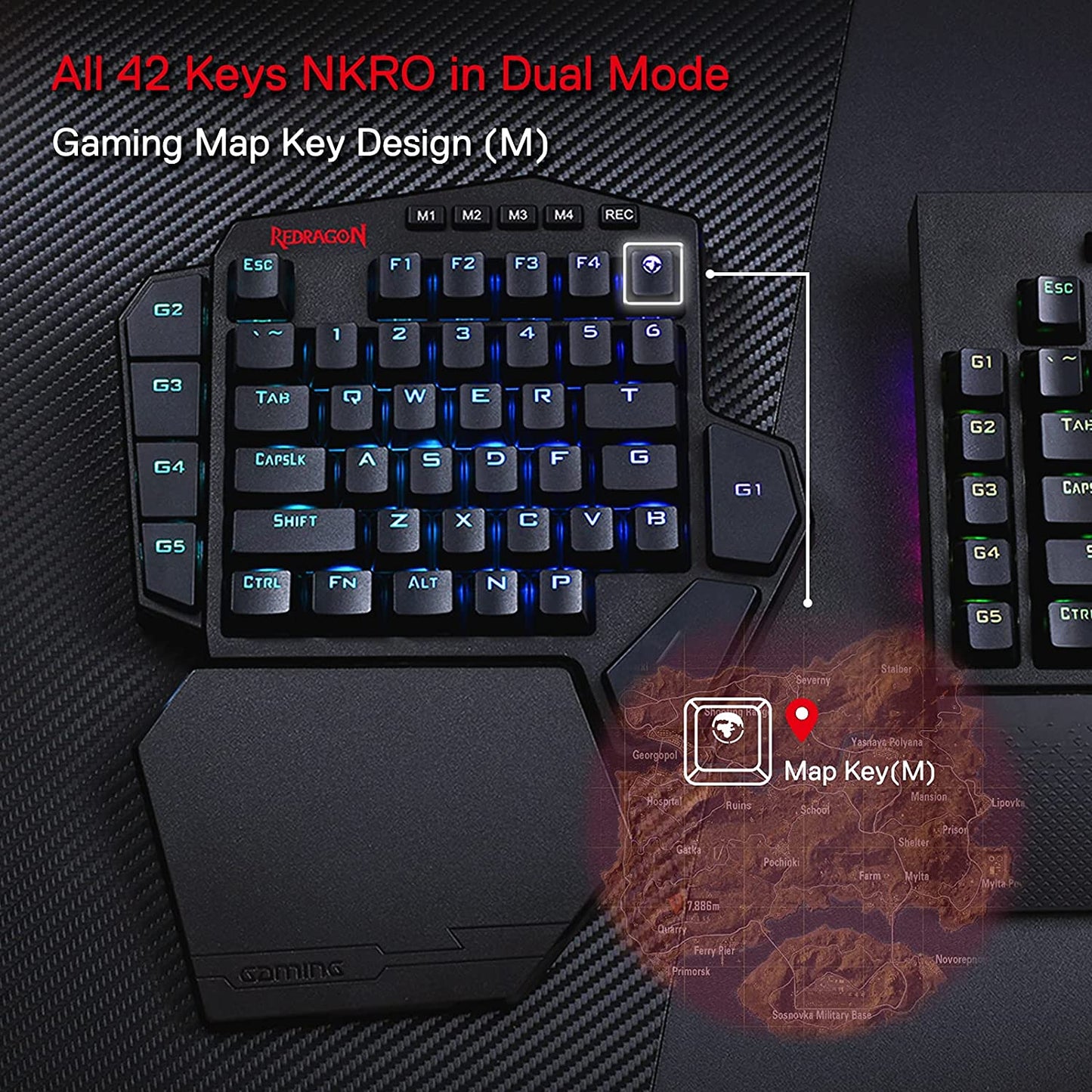 42 Keys 2.4 One-Handed Wireless Mechanical Keyboard, Red