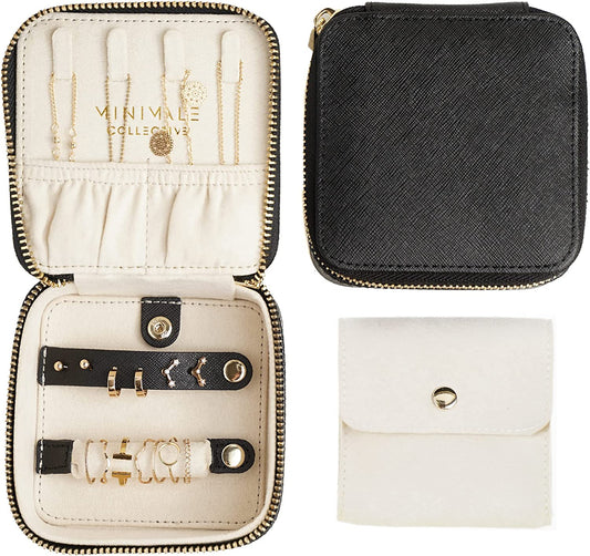 Travel Jewelry Case, Color:Black, ‎4 x 4 x 2 inches