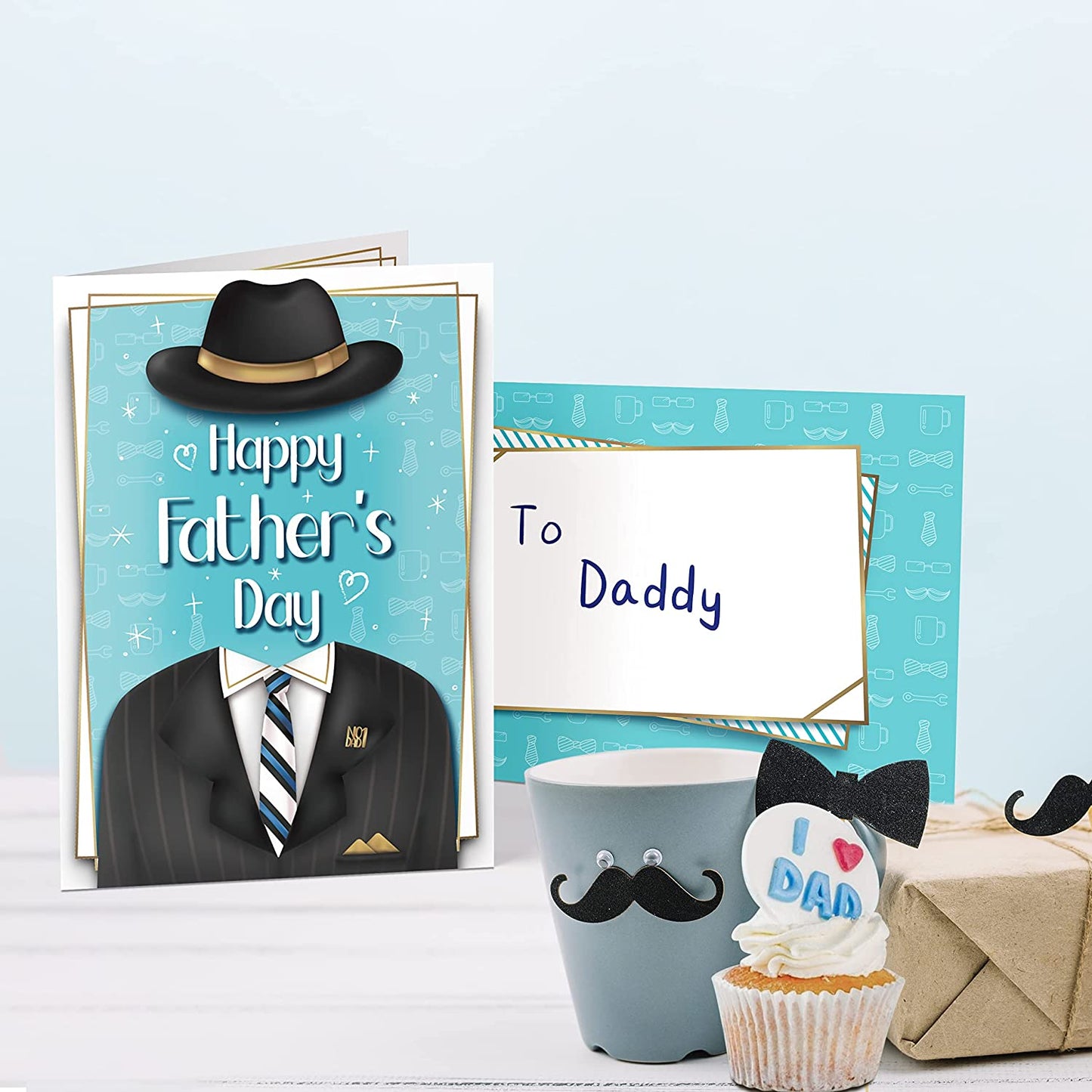 Dad's Day, Blue and Black Greeting Card