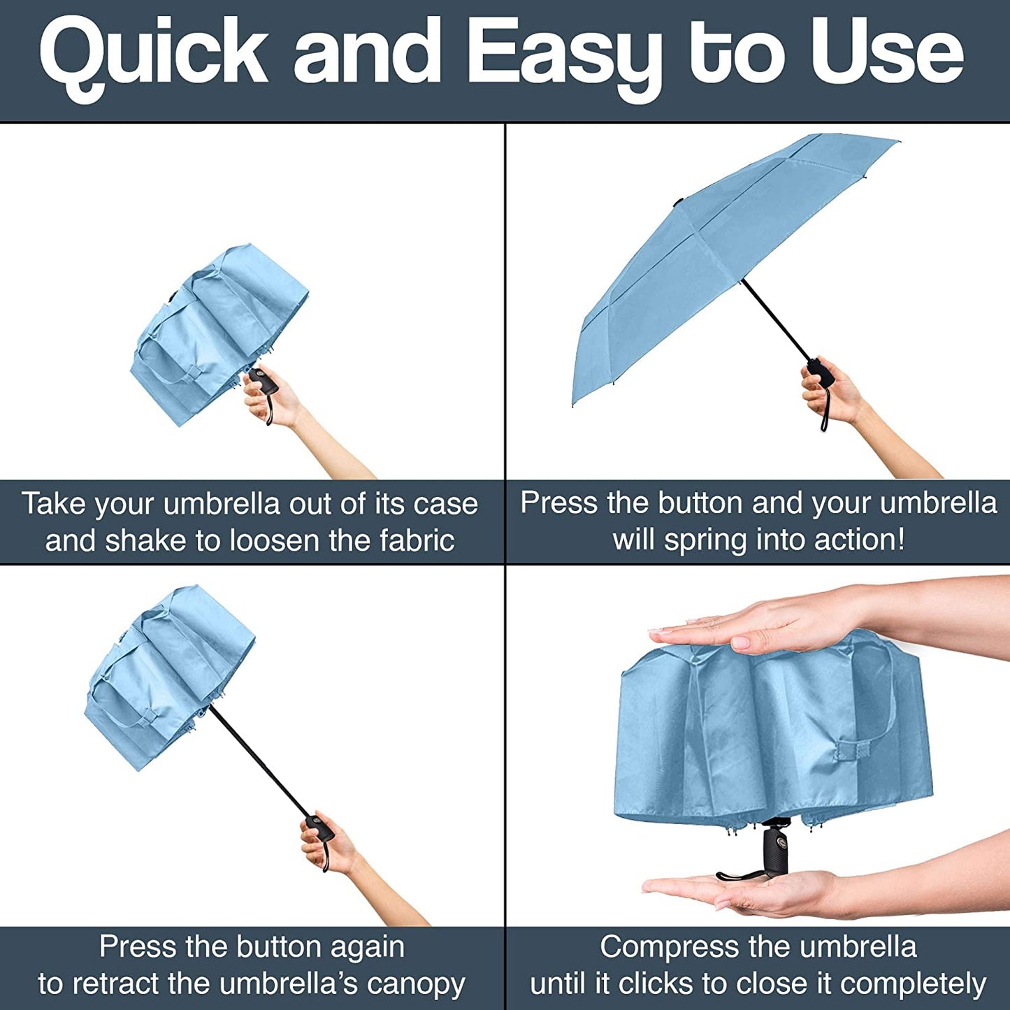 Automatic Umbrella, Portable, Travel Size, Color: Baby Blue