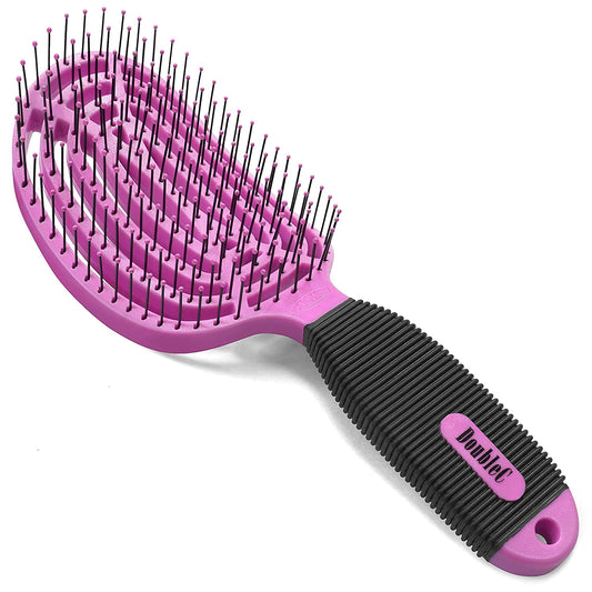 The Dual Curved Detangling Brush (Hot Pink)