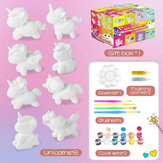 painting kit with 8 figures of unicorns, crafts and art