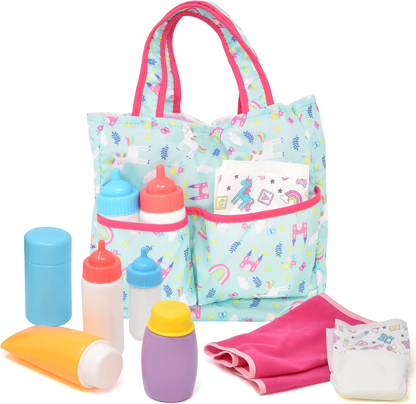 Diaper bag for dolls with accessories color: pink