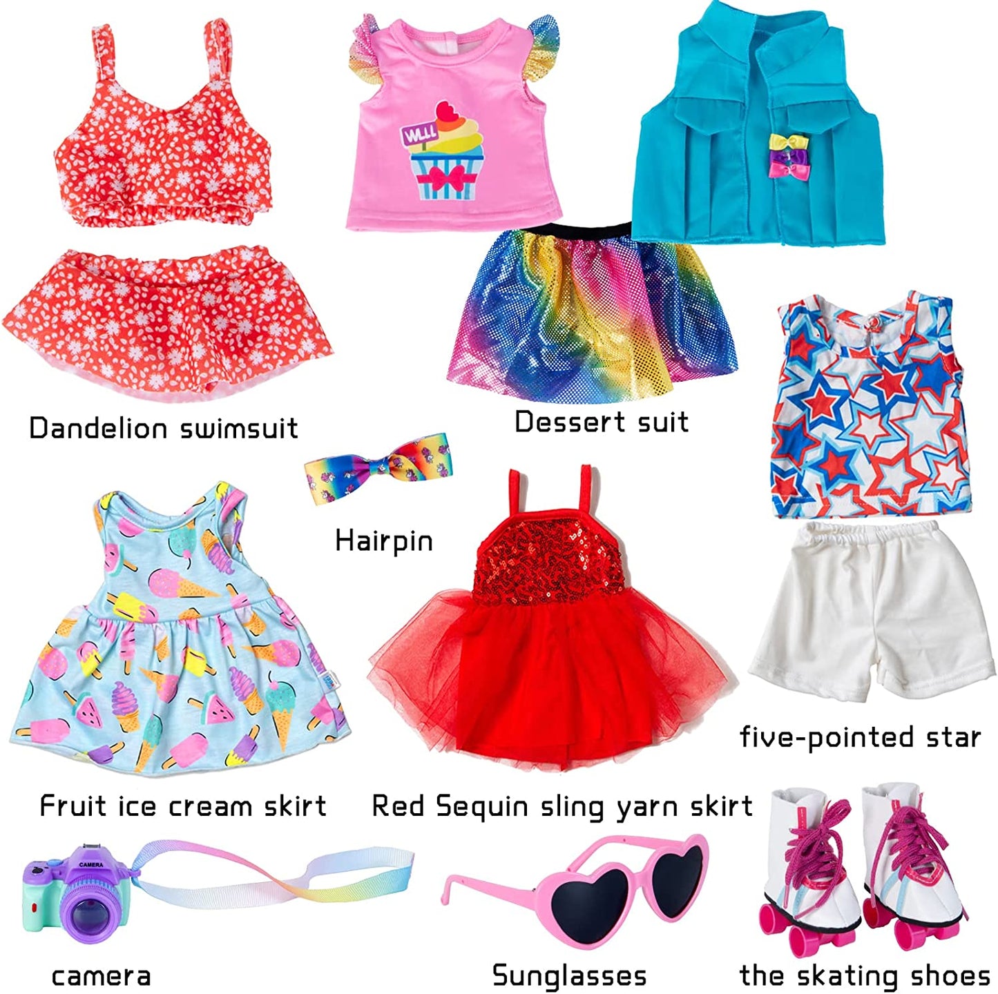 5 sets of 18 inch doll dresses and accessories, Fashion Sets