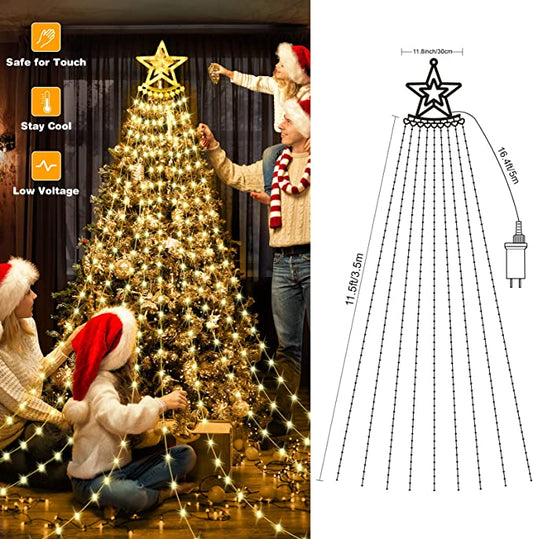 Christmas Tree, 11.5ft 355 LED Waterproof Waterfall Lights