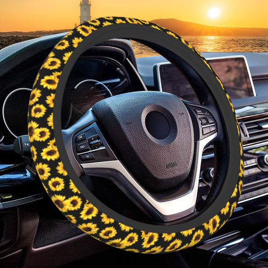 Universal 15 Inch Steering Wheel Anti-Slip Cover (Sunflower)