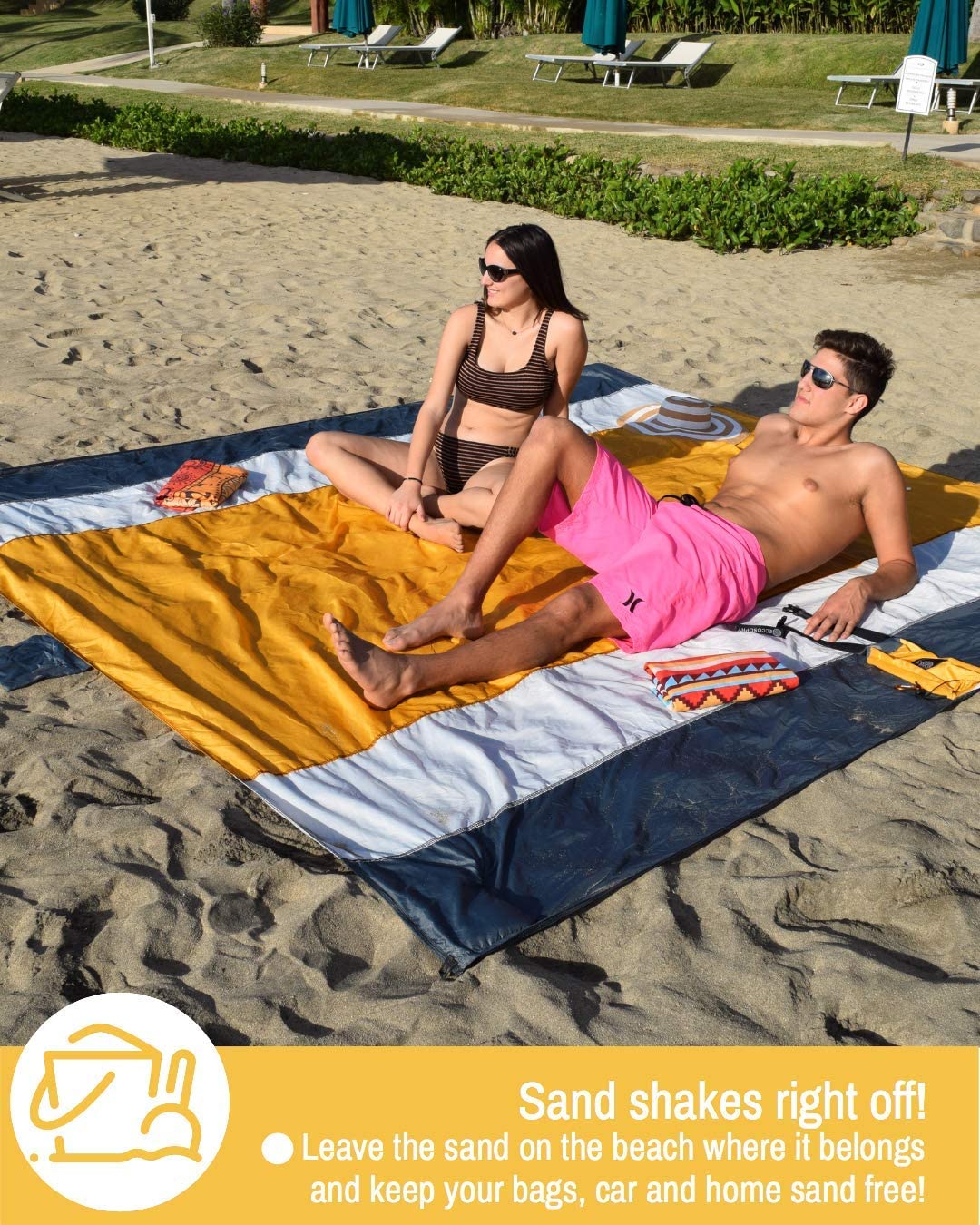 1 sand-proof beach blanket, orange