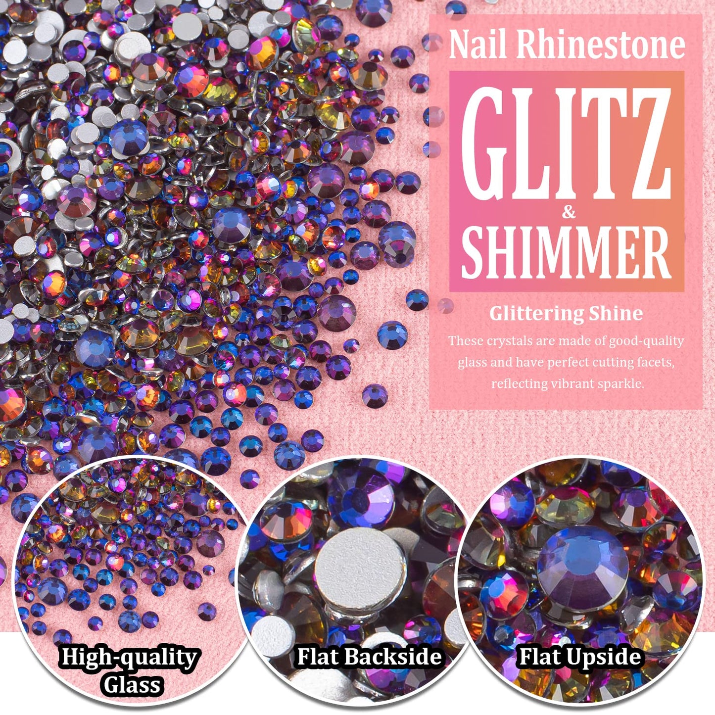 3D Crystal Nail Art Rhinestones Kit (Iridescent Blue)