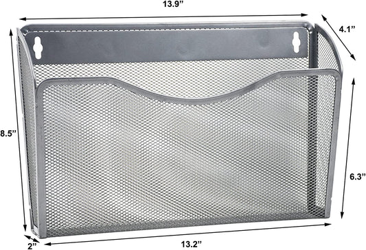 6 Pocket Mesh Hanging File Organizer, Silver