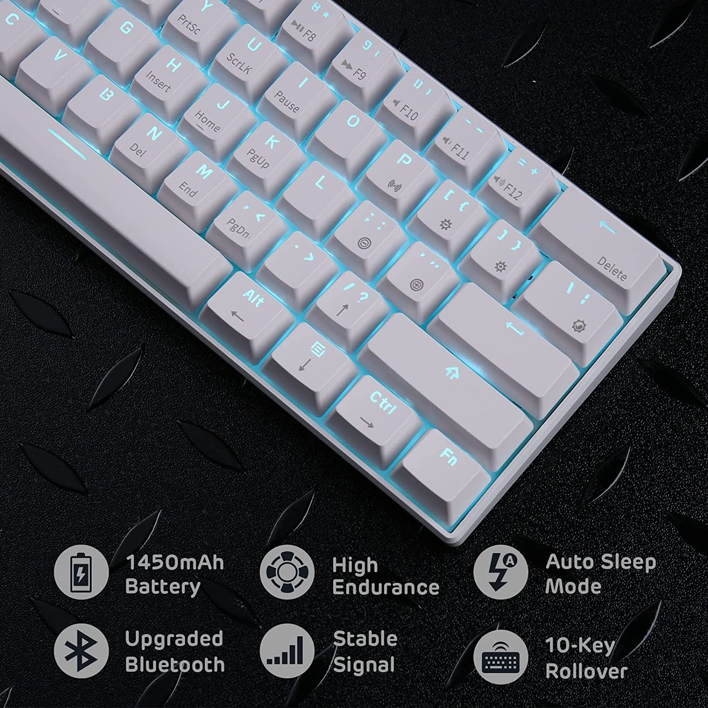 Wireless Mechanical Gaming Keyboard (White) Swappable Red Switch