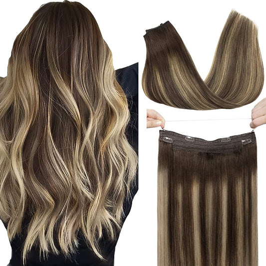 14 Inch Hair Extensions, #(4B/26)/4B Chocolate Brown Honey Blonde