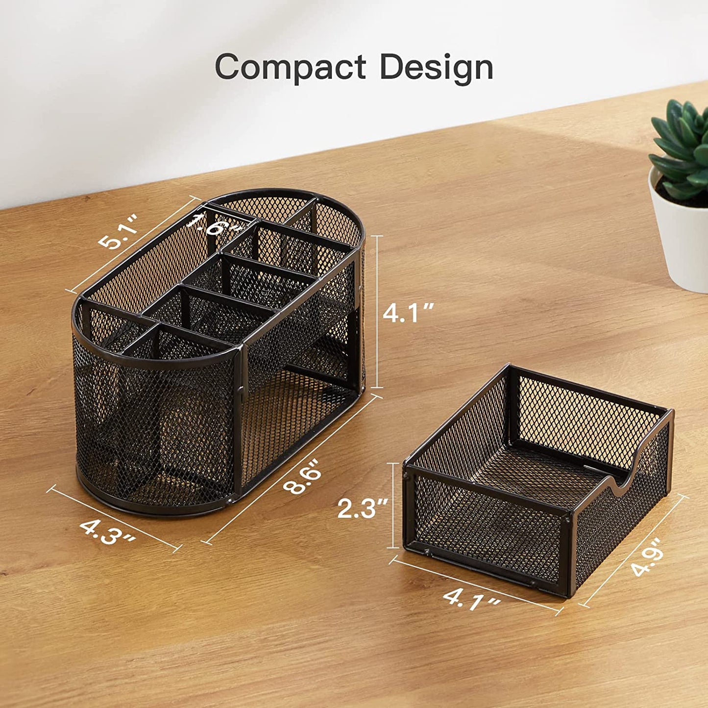 Mesh desk organizer, with 8 compartments (black)