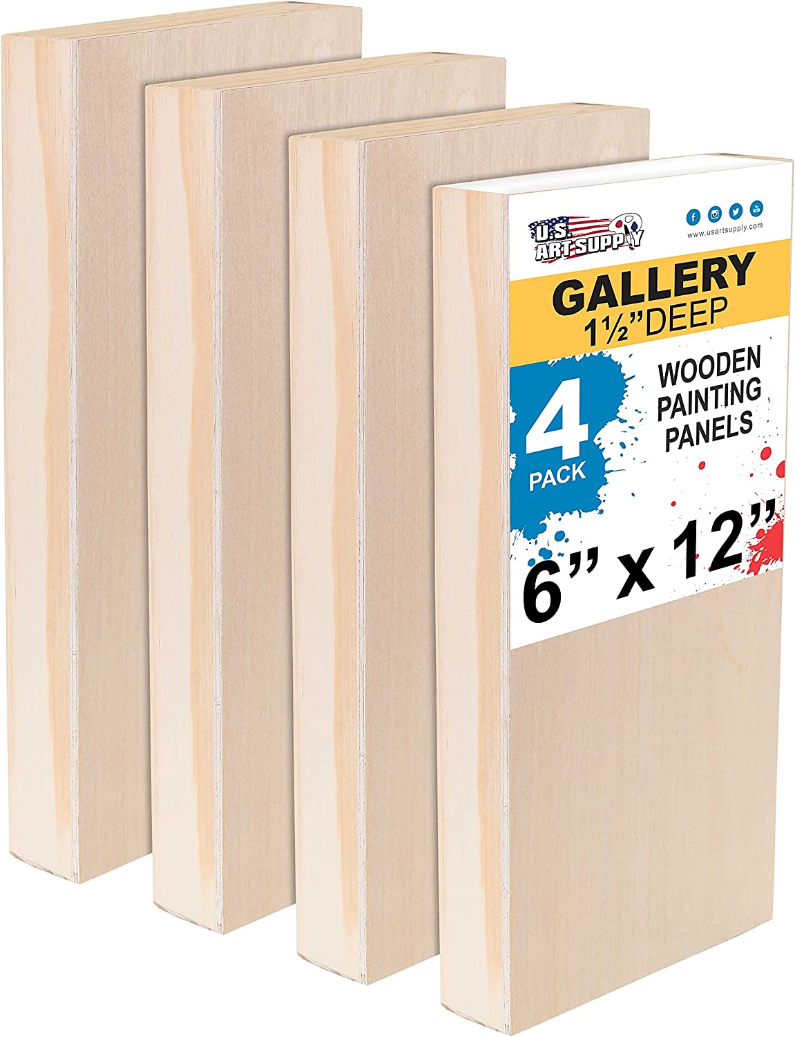 Wood Wall Canvases, 6" x 12", (4 Pack)