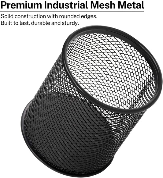 Metal grid pencil holder, for desk. 3 units.