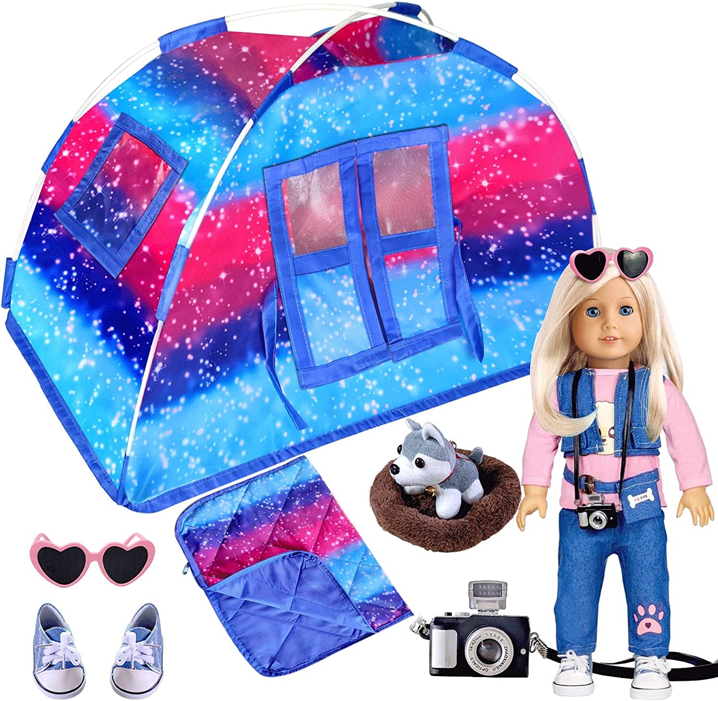 18" doll clothes and accessories, blue