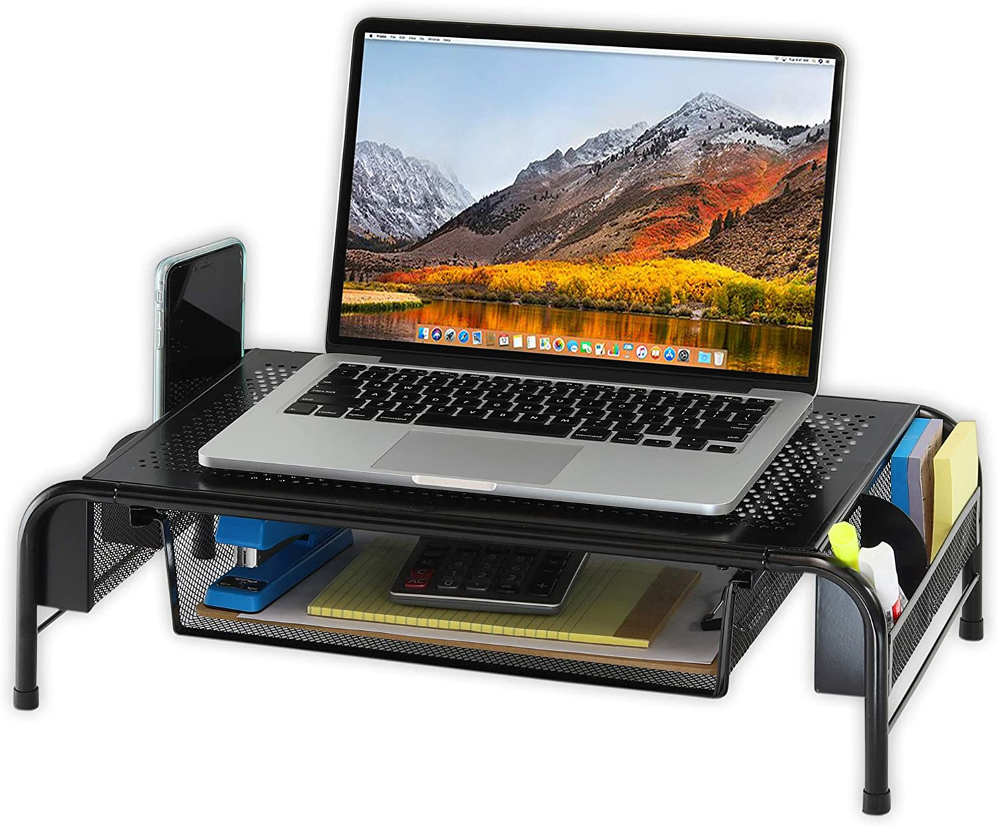 Metal Monitor Stand Riser with Organizer Drawer