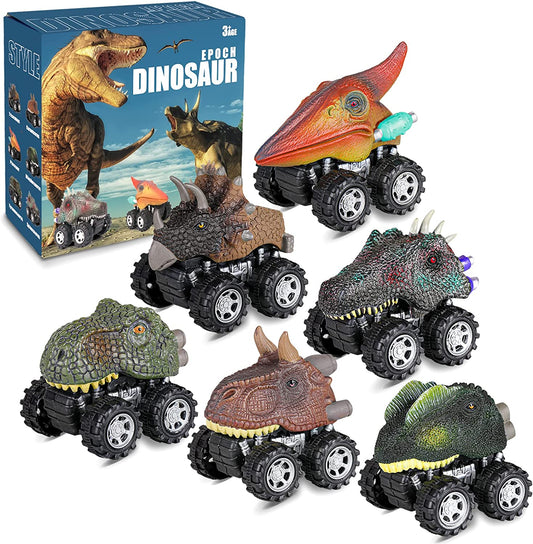 6-Pack Dino Cars Toys for Kids, Dinosaur Car 03