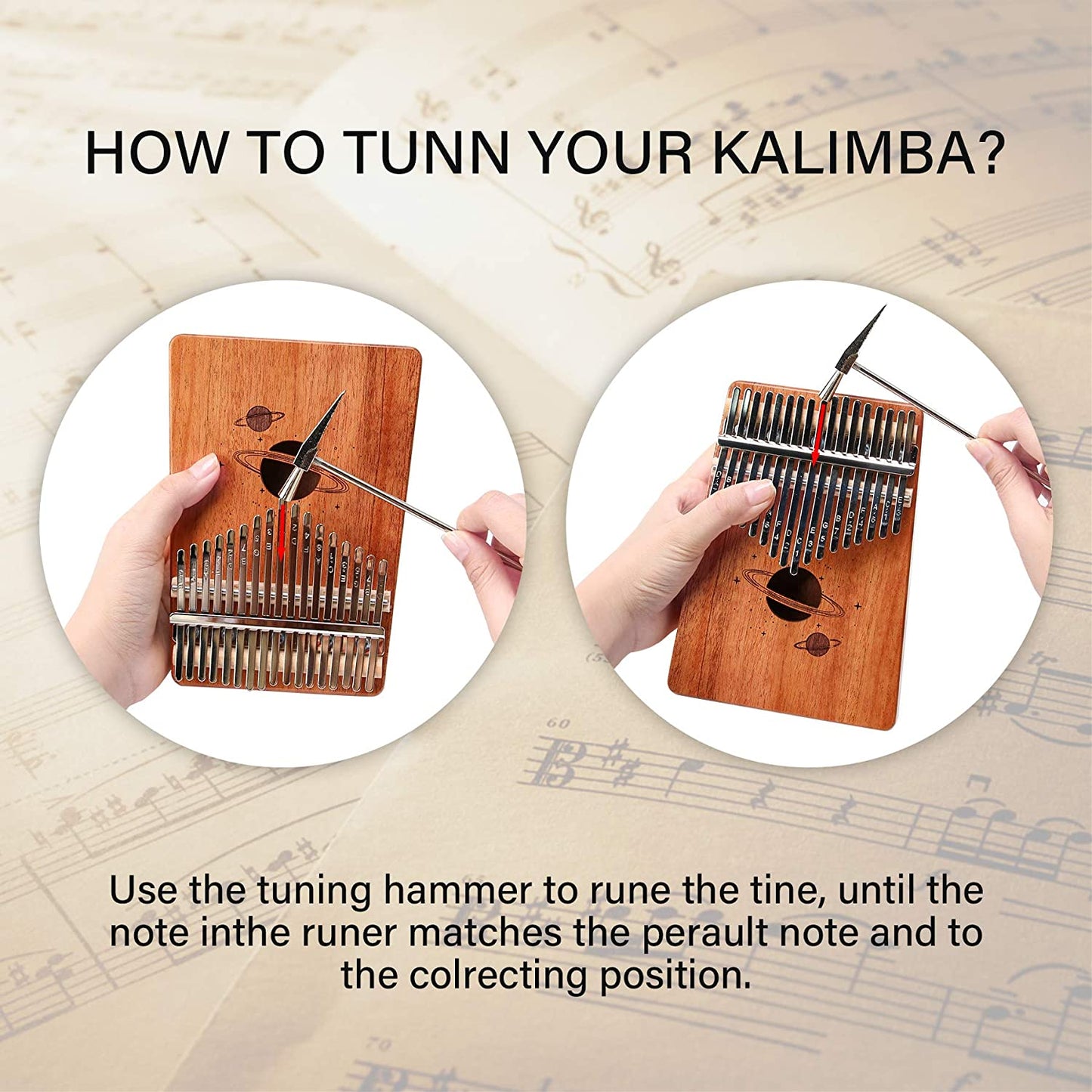 Kalimba Thumb Piano 17 Keys, Wood, 7.9 x 5.5 x 2.4 inches