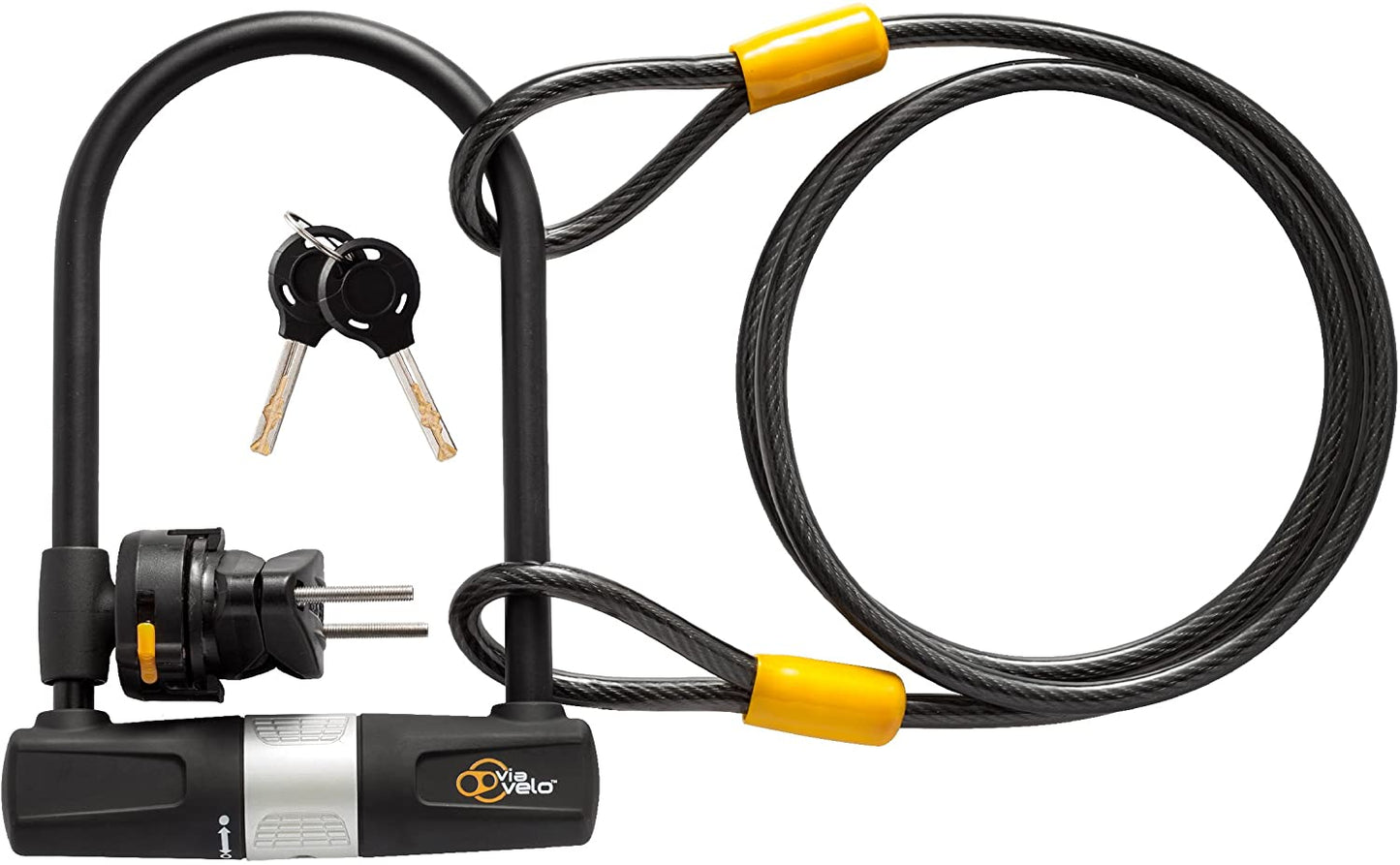 Bike U Lock with Cable, Color:Black, ‎11.89 x 7.99 x 2.64 inches