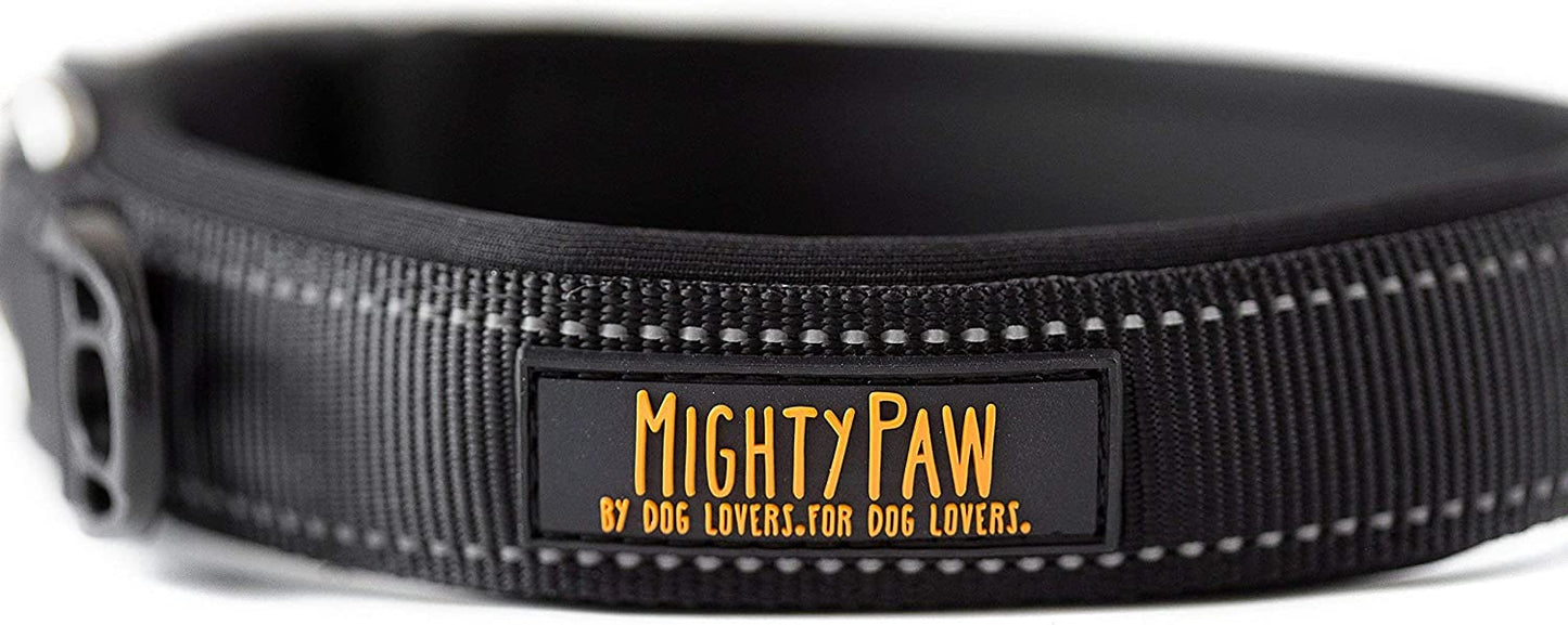 Reflective Padded Dog Collar for Running, Color: Black