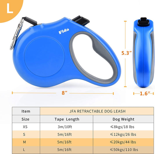 16' retractable leash for pets up to 110 lbs. (Blue)