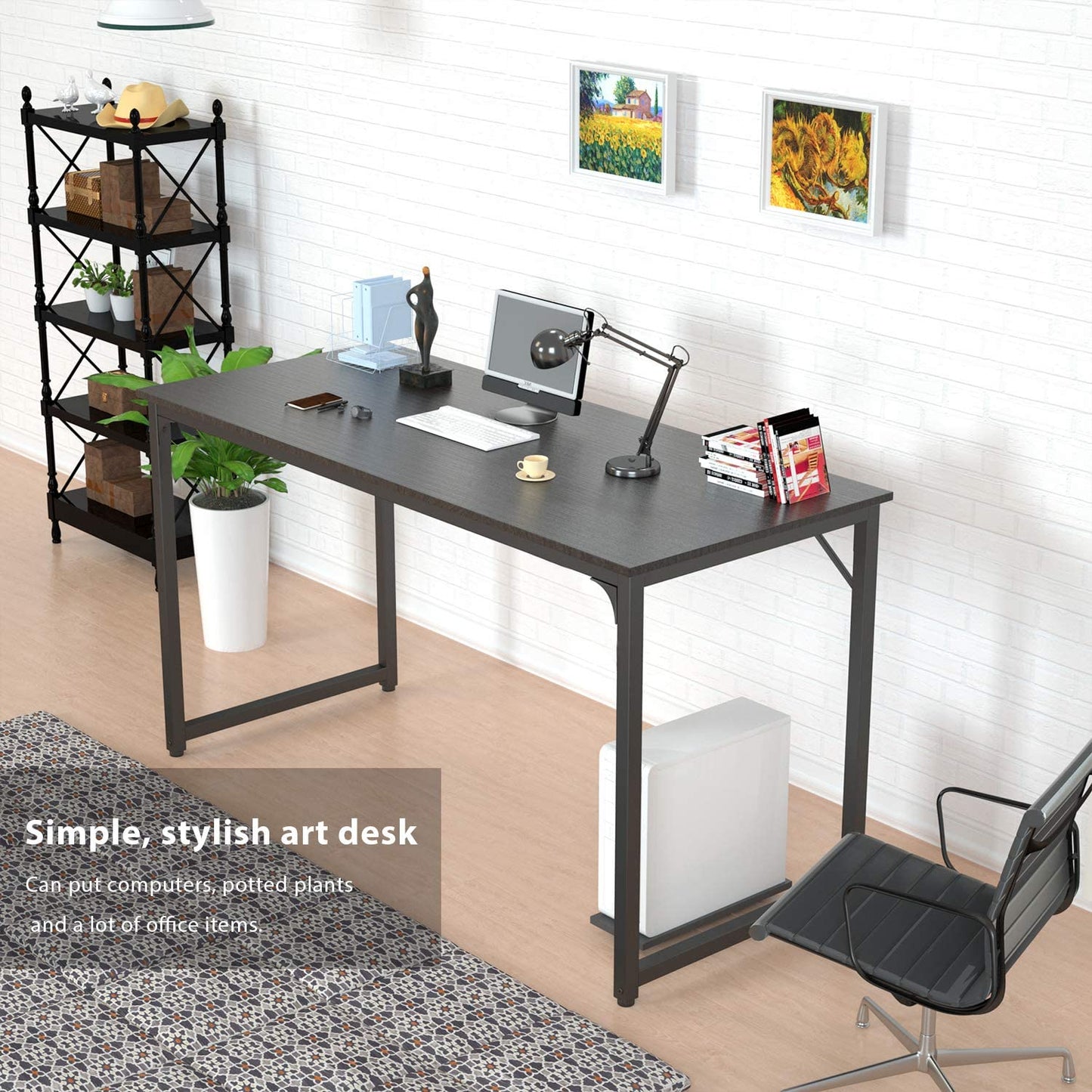 39.4" Small computer desk, color: black