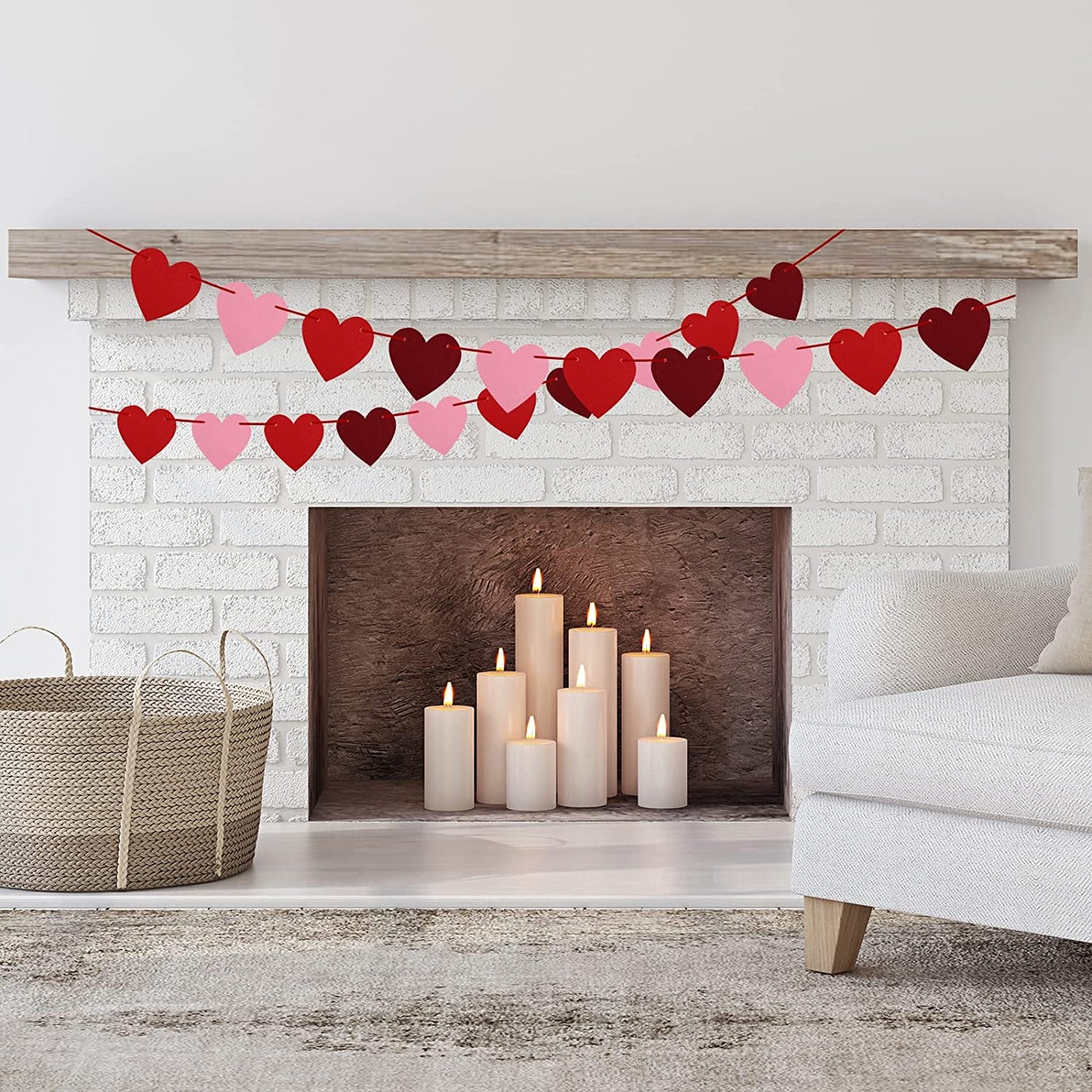 Felt Heart Garland, No DIY, 6-Pack