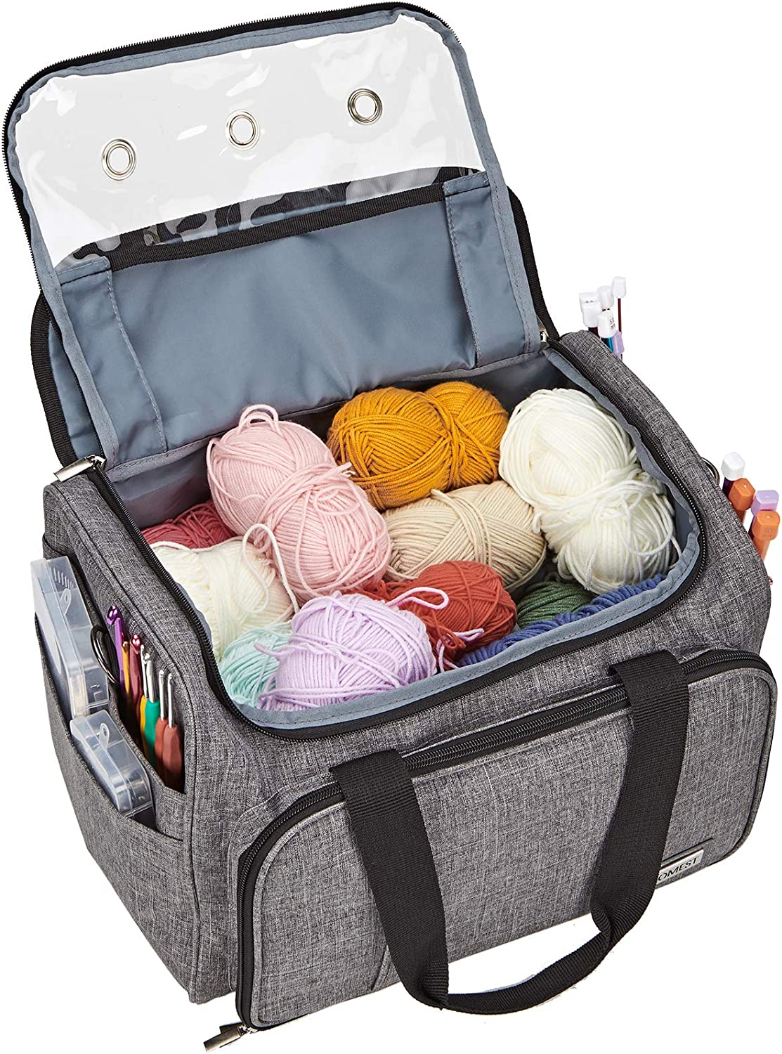 Large bag for crochet, balls and accessories, Gray