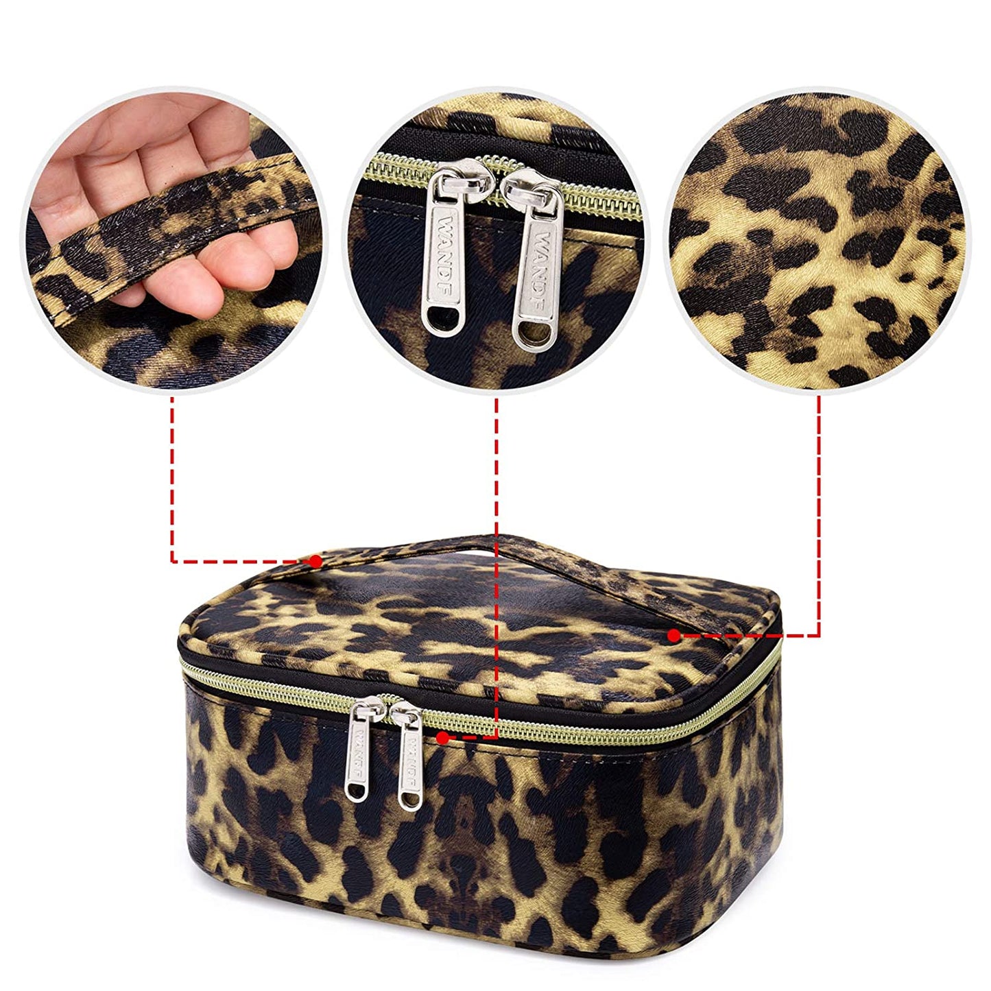 3 Piece Makeup Bag, Waterproof Organizer, Brown Leopard