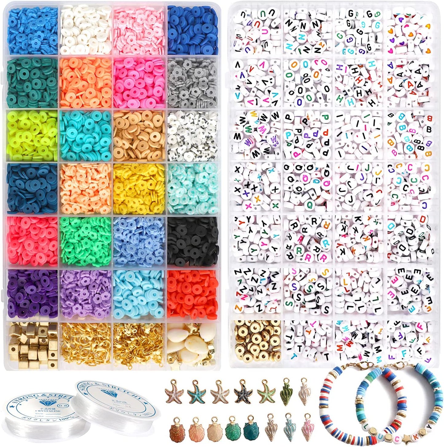 6183 Clay beads and letter for bracelet making, (Color: 01)