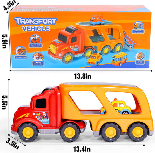 Construction trucks with lights and sounds for children, Red