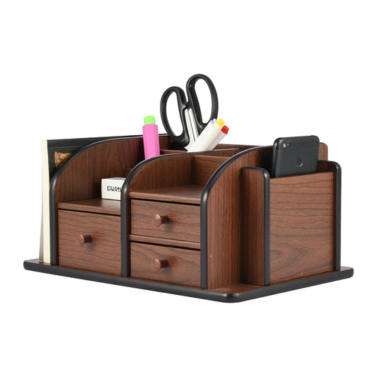 Desk organizer | durable wood, Brown