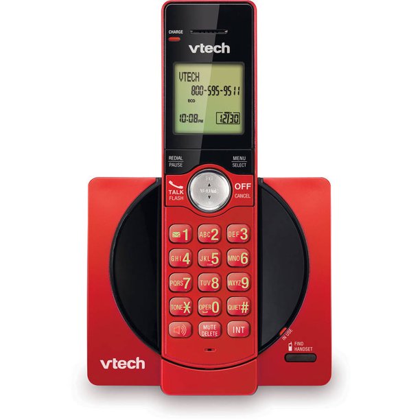 Cordless phone with caller ID and speaker, color: red