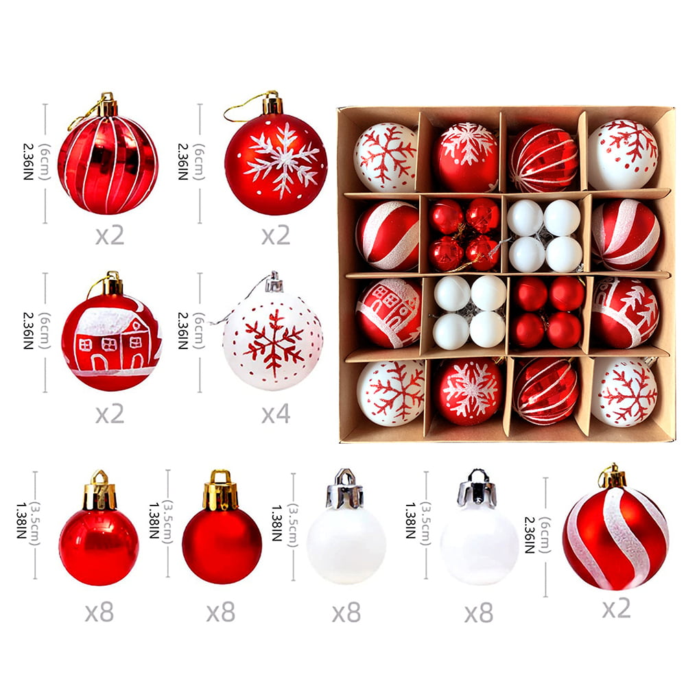 42-piece Christmas bauble set, red and white