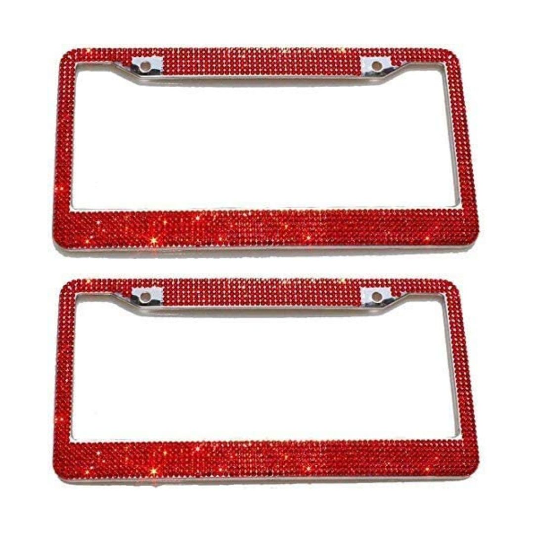 Bling Bling License Plate Frames 2 Pack(Red)