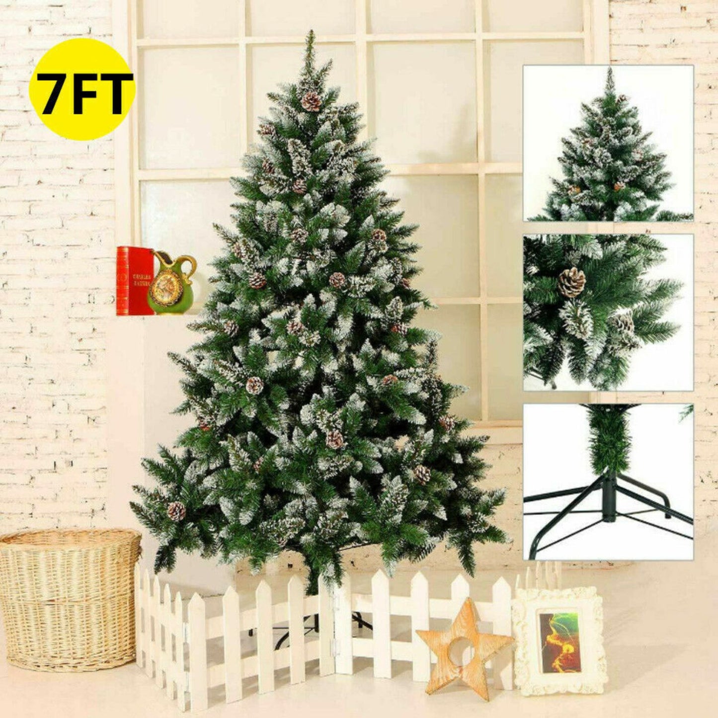 Artificial Pine Cone Christmas Tree 7ft/2.1m-1100 Branches