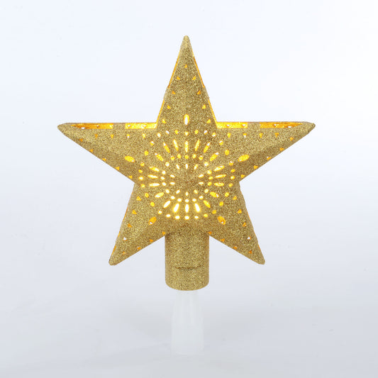 Gold Star Lighted Projection LED Tree Topper, 11.4"