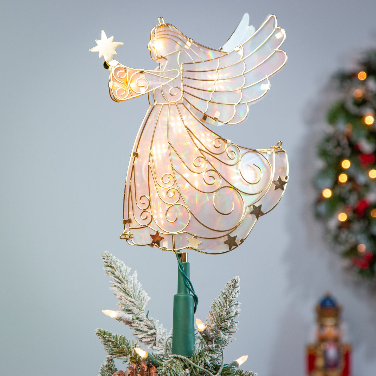 Assorted Colors Metal Christmas Tree Topper, 11.1"