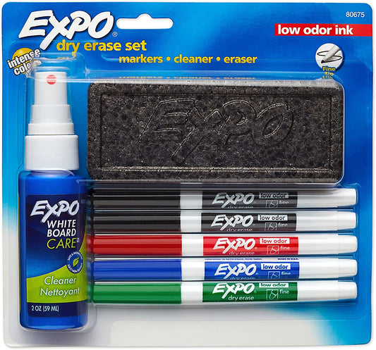 Dry Erase Markers, Fine Point, Assorted Colors, 7 Pack