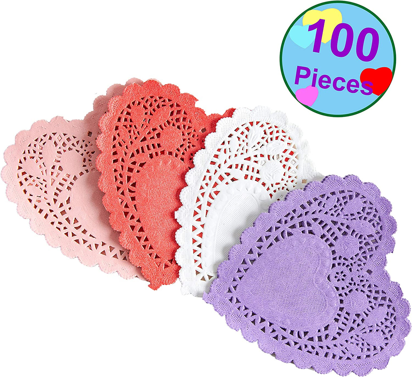 Valentine's Day Craft Gift Set with 100 Heart Shaped Paper Doilies